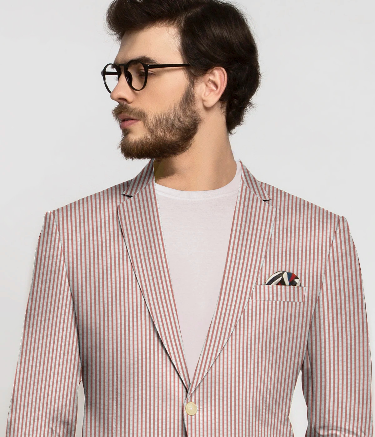 Dusty Red Seersucker Cotton Suit-1