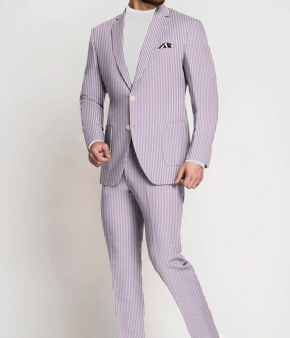 Dusty Purple Seersucker Cotton Suit- view-2