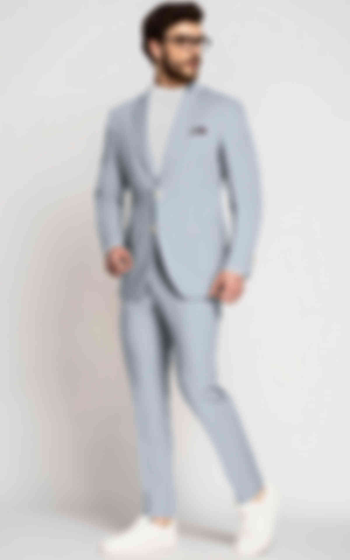 Light Blue Seersucker Cotton Suit