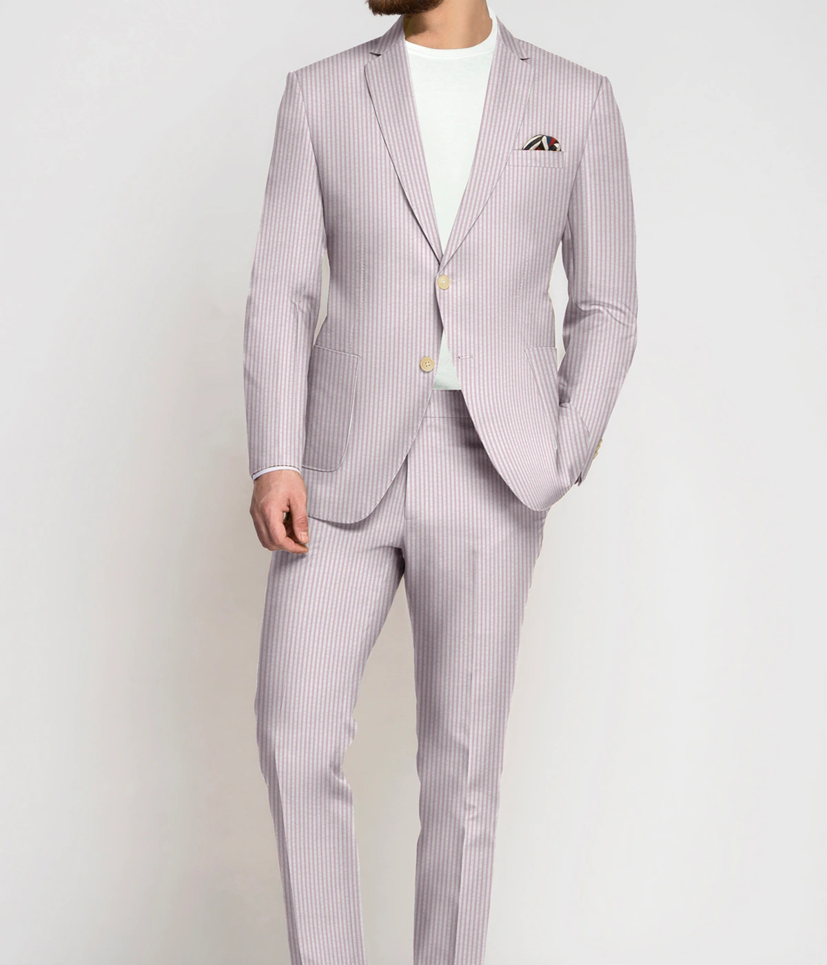 Light Pink Seersucker Cotton Suit- view-2