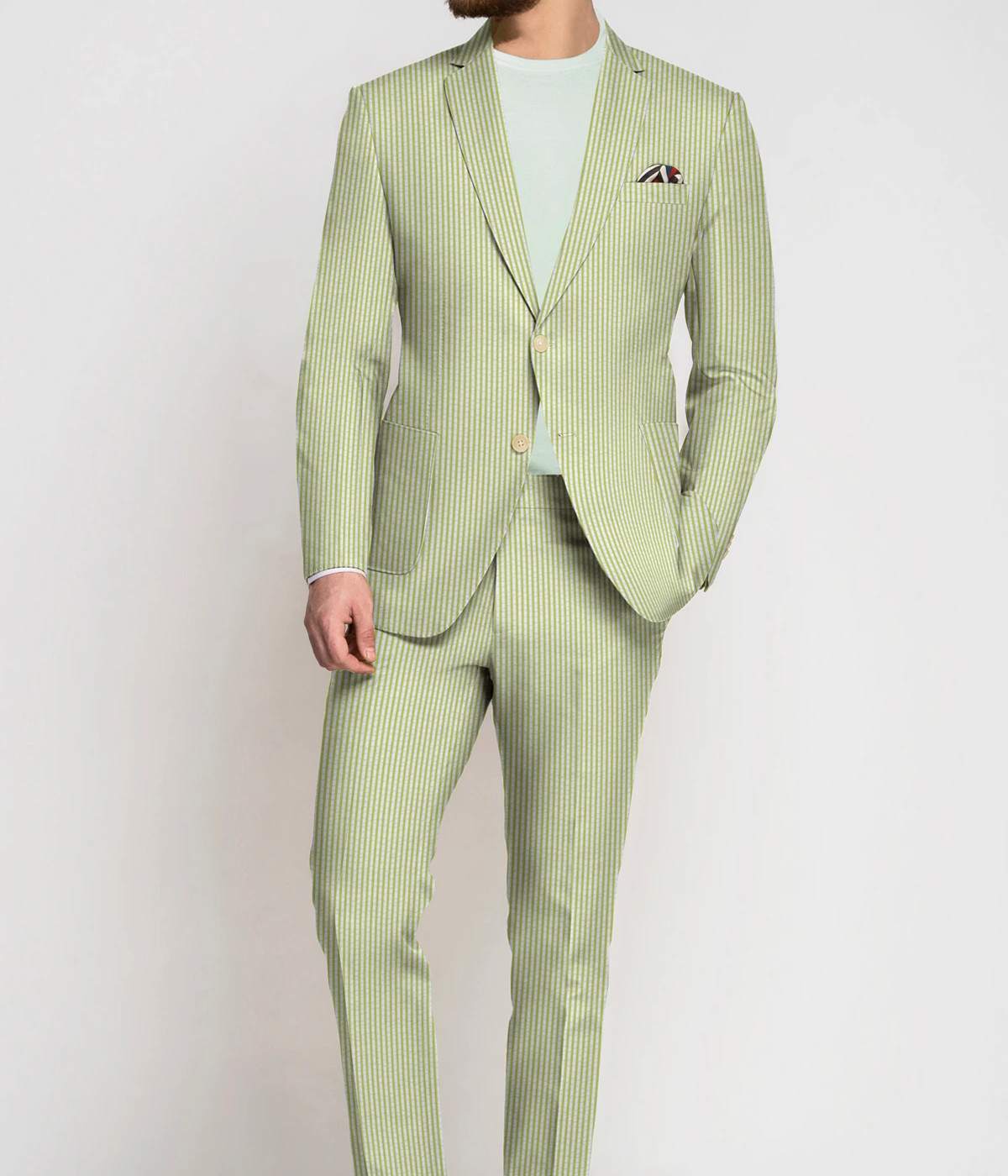 Lime Green Seersucker Cotton Suit- view-2