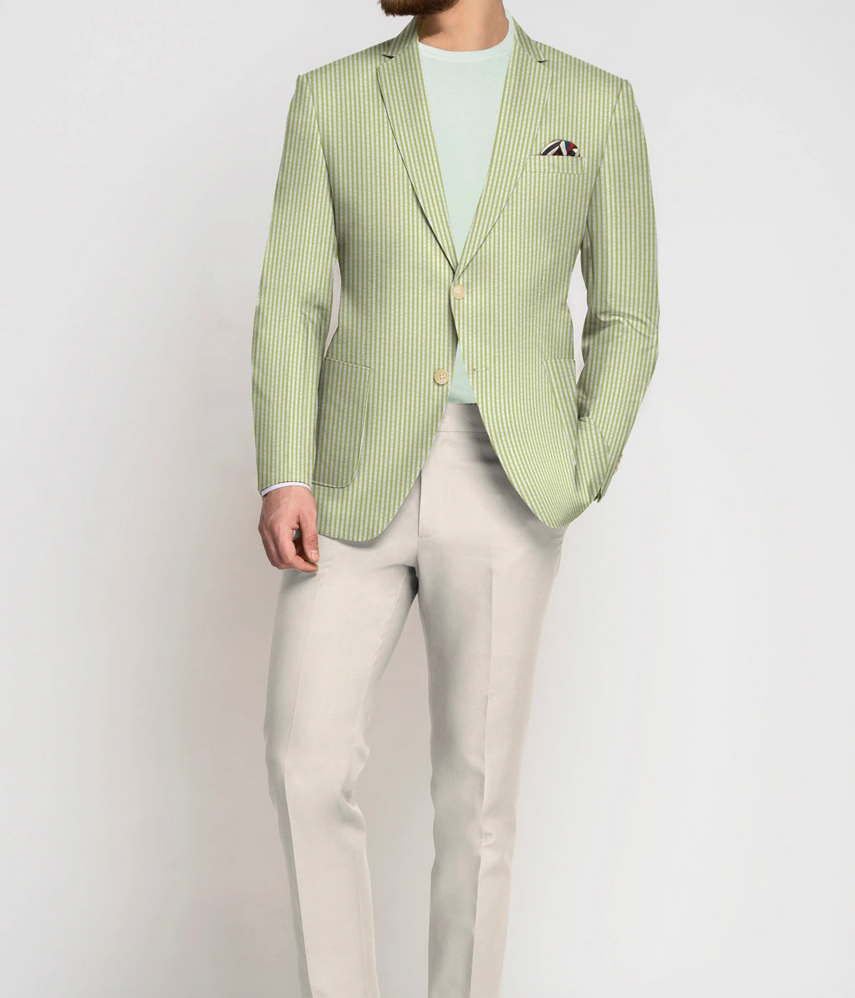 Lime Green Seersucker Cotton Blazer- view-2