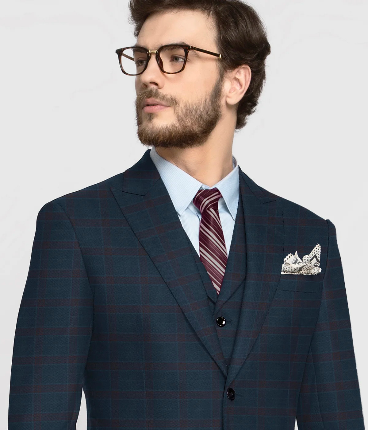 Teal Blue Checks Suit-1