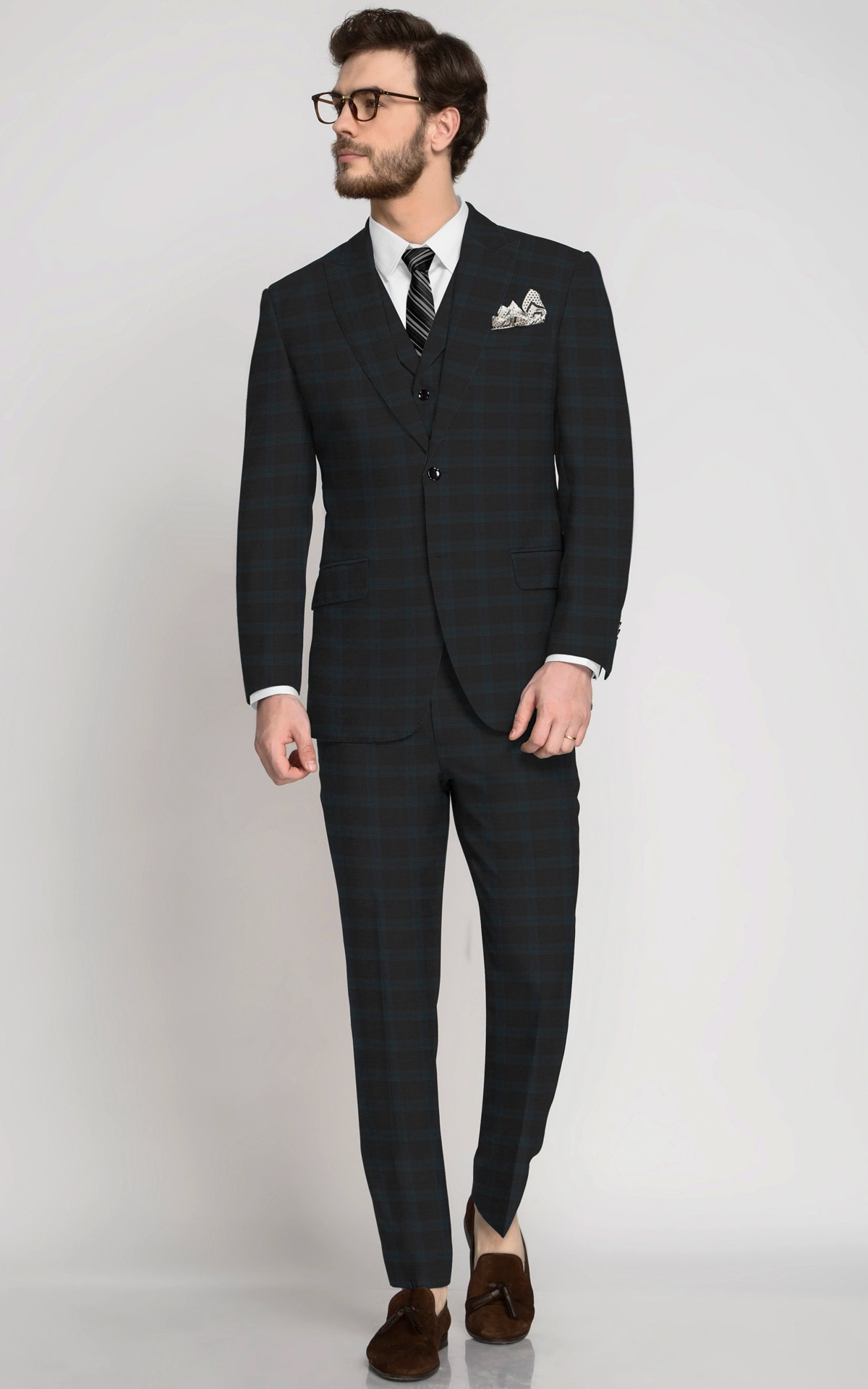 Charcoal Blue Checks Suit