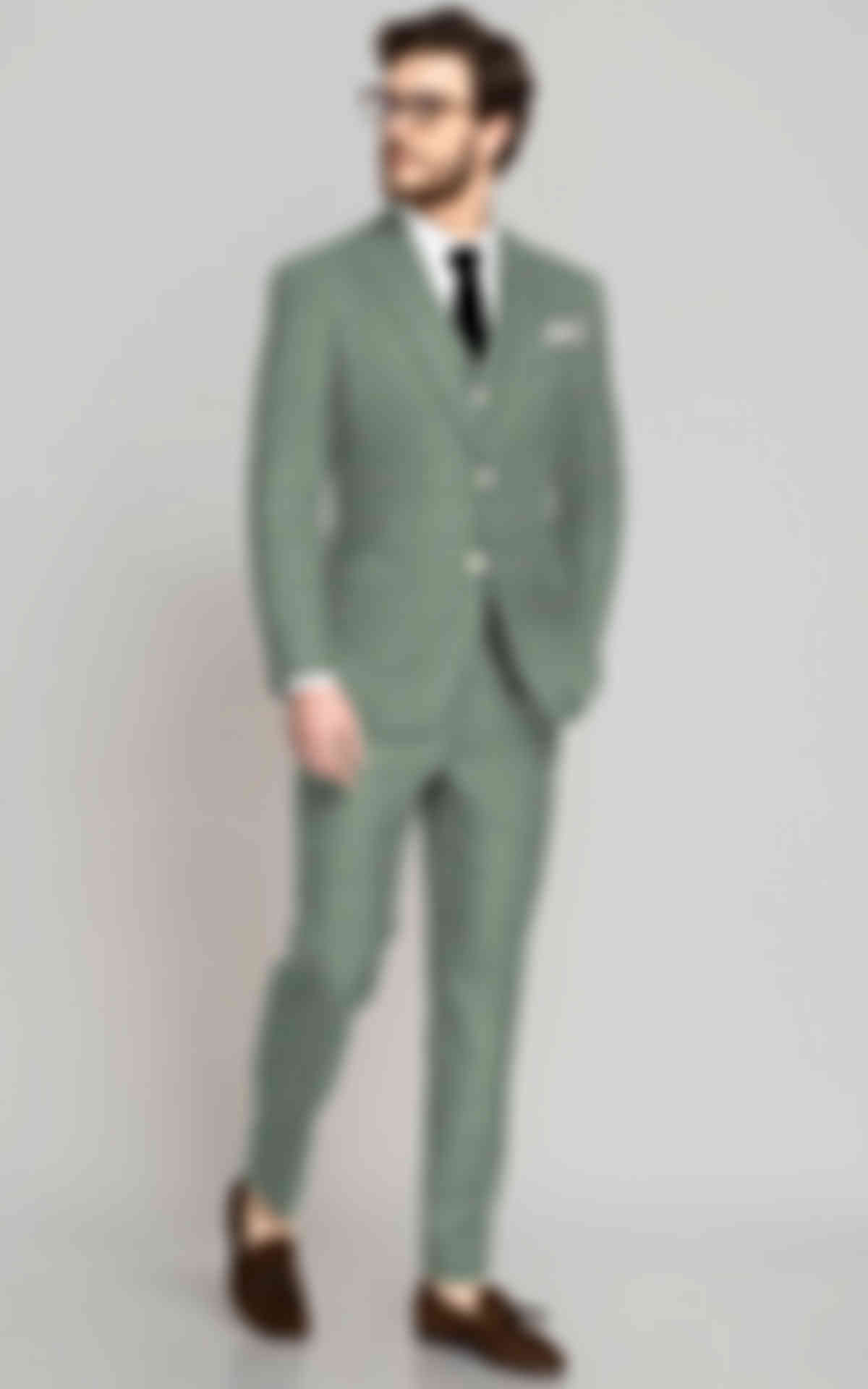 Light Green Plaid Wool Suit