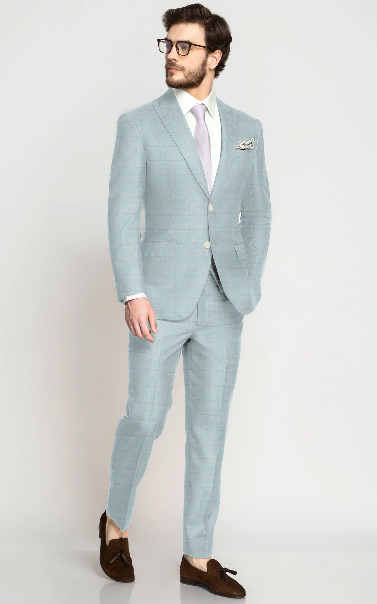 Pastel Blue Checks Suit
