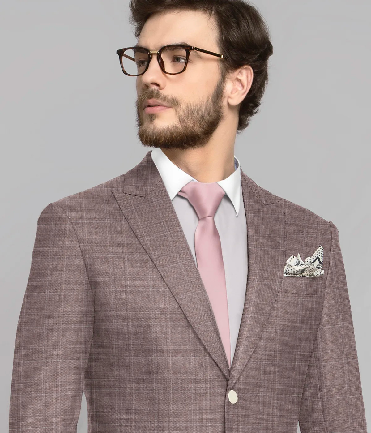 Dusty Pink Plaid Wool Blazer-1