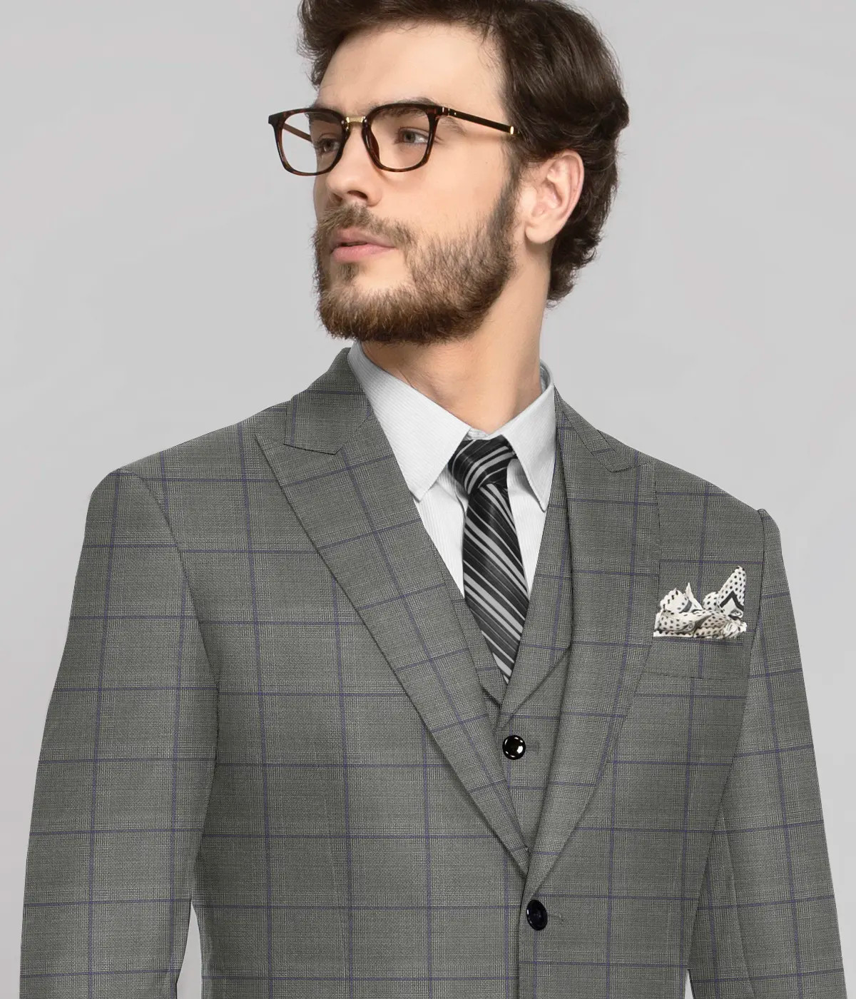 Grey Purple Checks Blazer-1