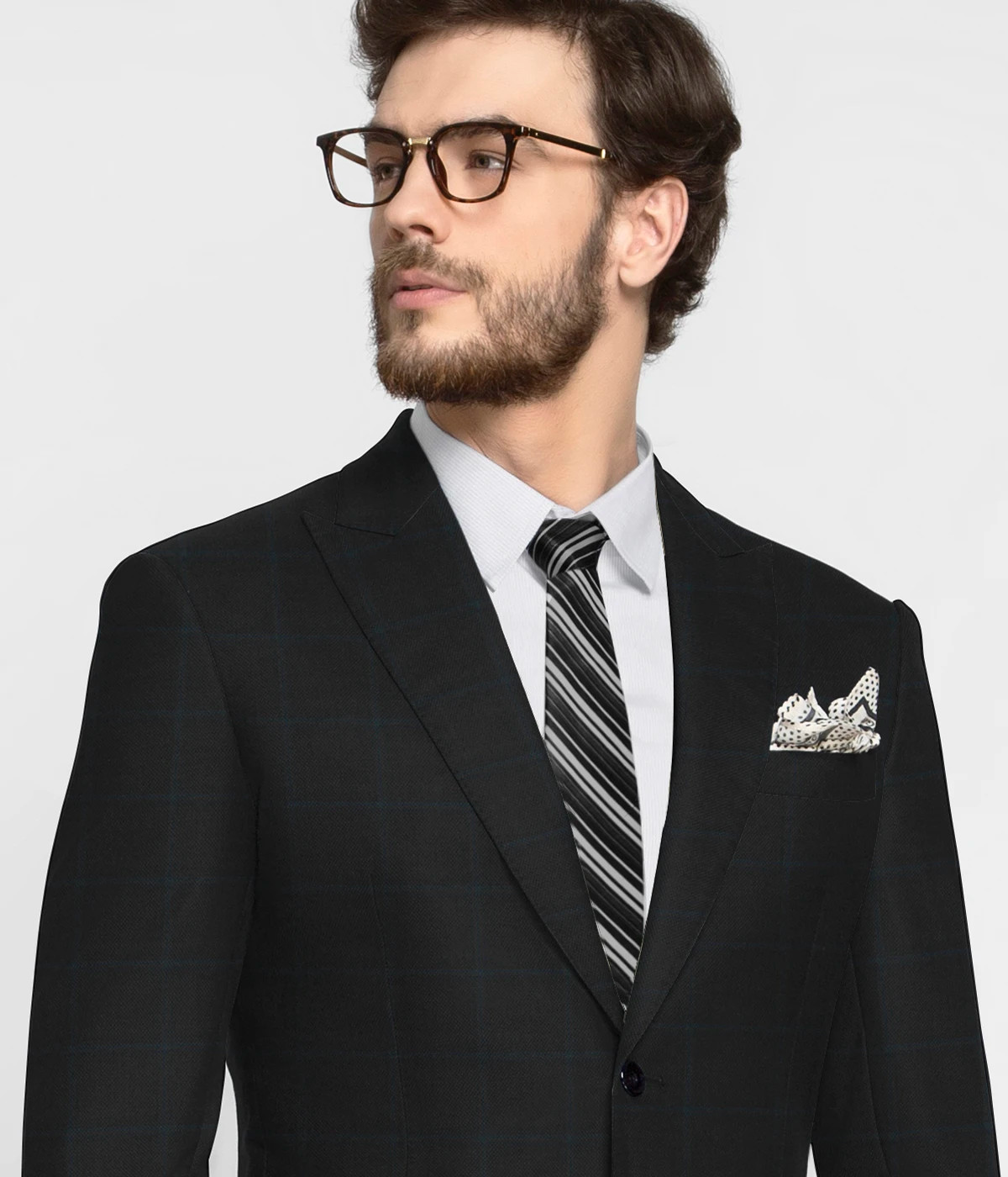 Charcoal Bluish Green Checks Blazer-1