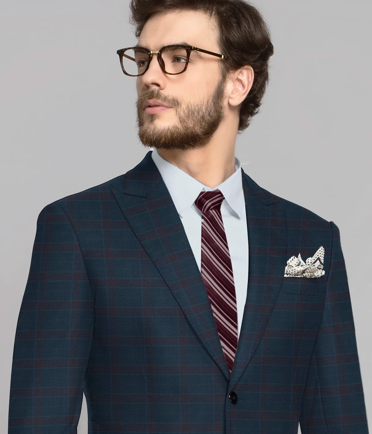 Teal Blue Checks Blazer-1