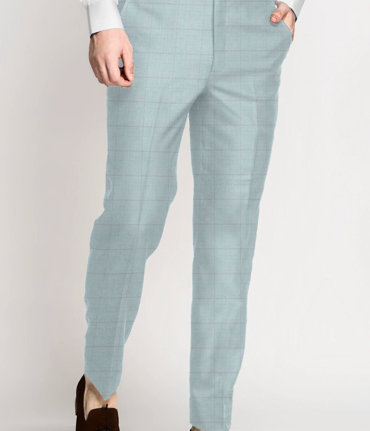 Pastel Blue Checks Pants- view-2