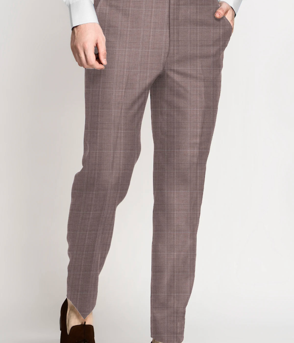 Dusty Pink Plaid Wool Pants- view-2