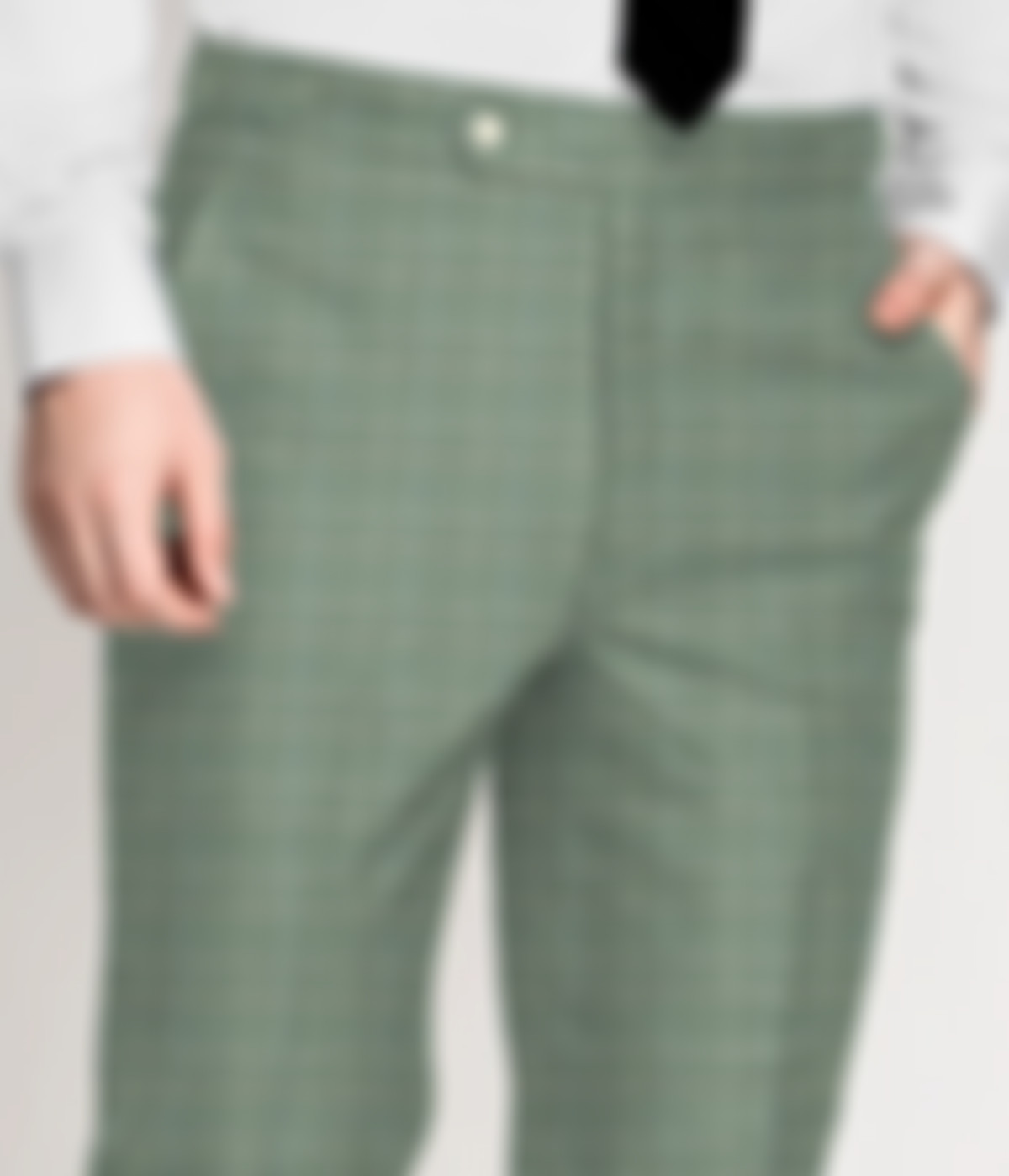 Light Green Plaid Wool Pants-1