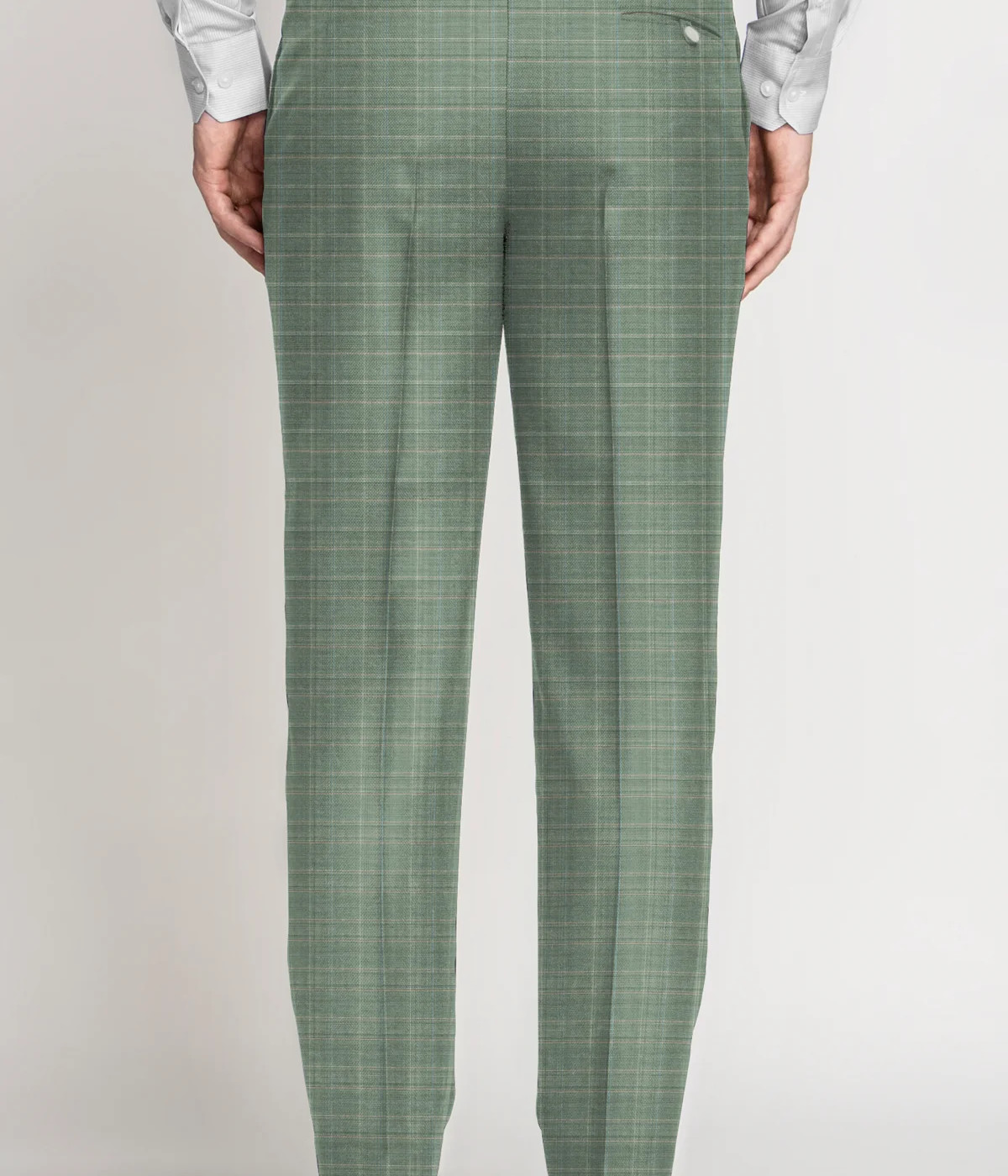 Light Green Plaid Wool Pants- view-1