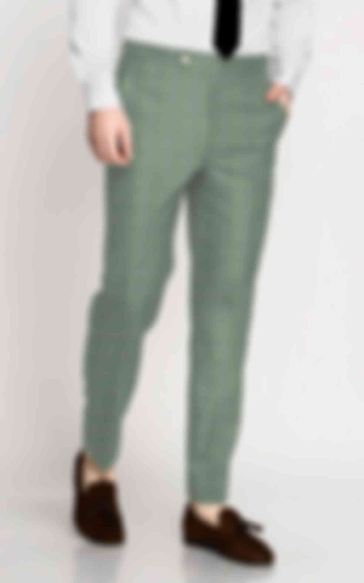 Light Green Plaid Wool Pants image