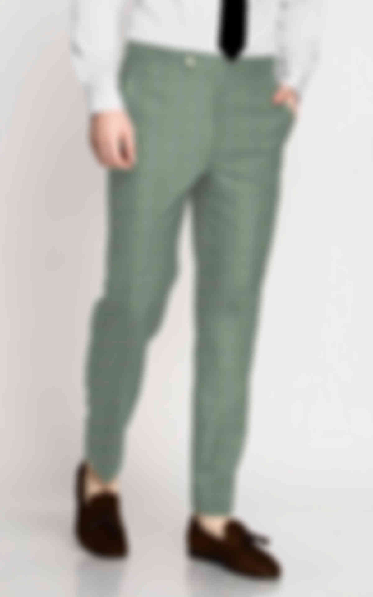 Light Green Plaid Wool Pants