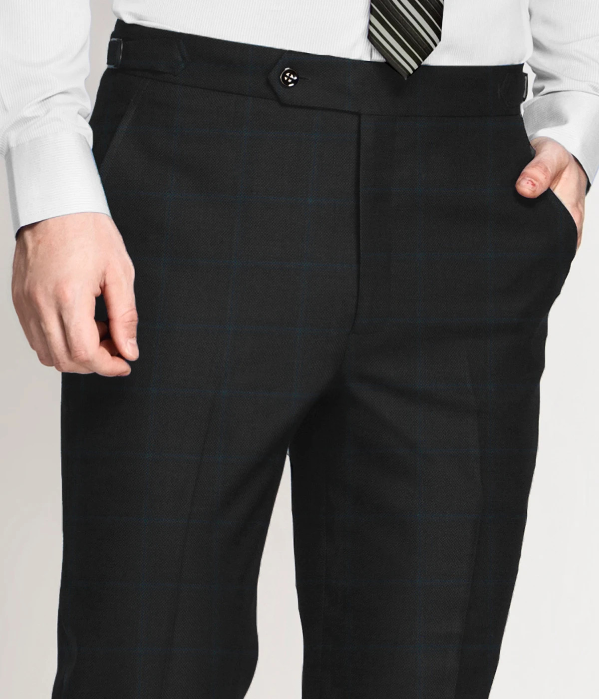 Charcoal Bluish Green Checks Pants-1