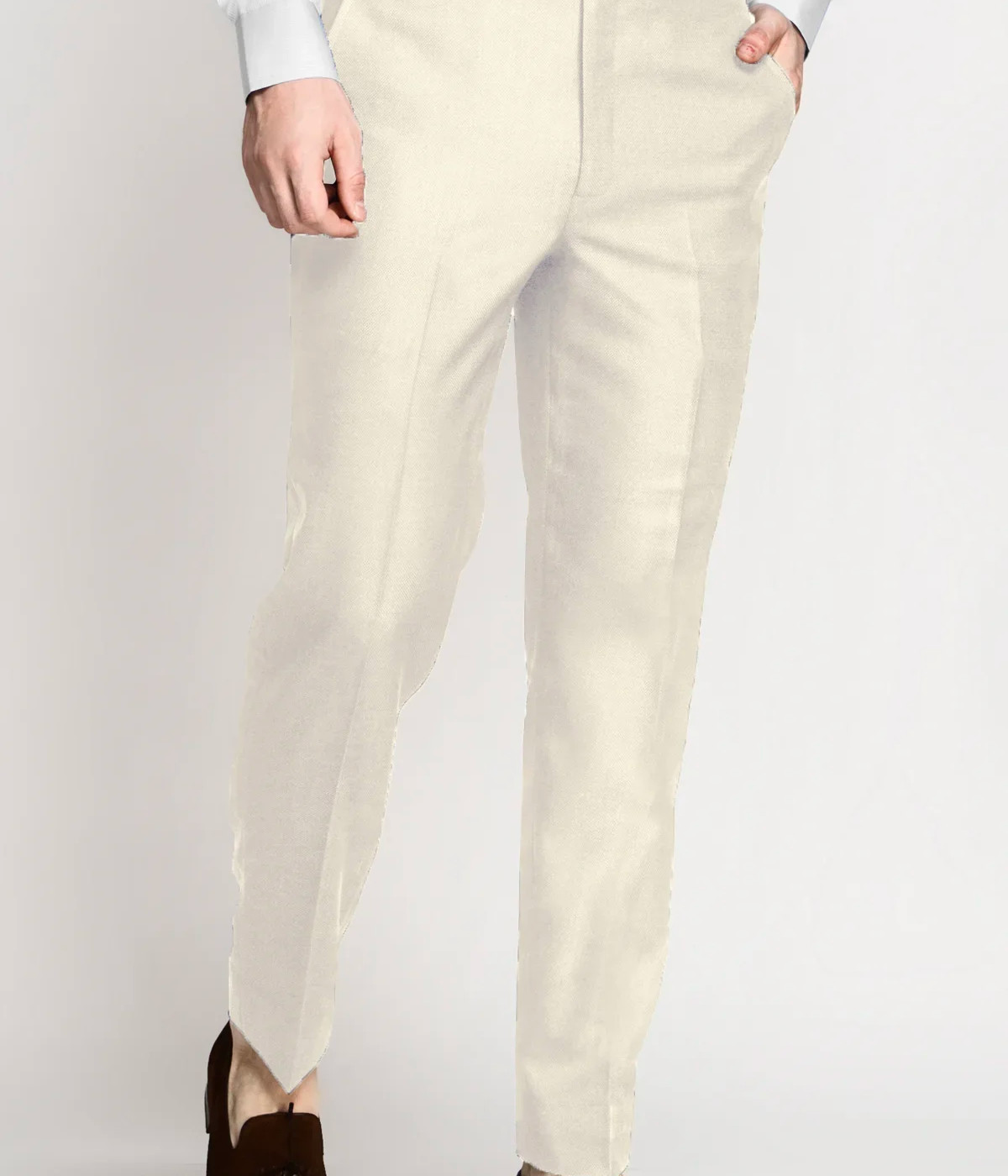 Classic Ivory Wool Pants- view-2