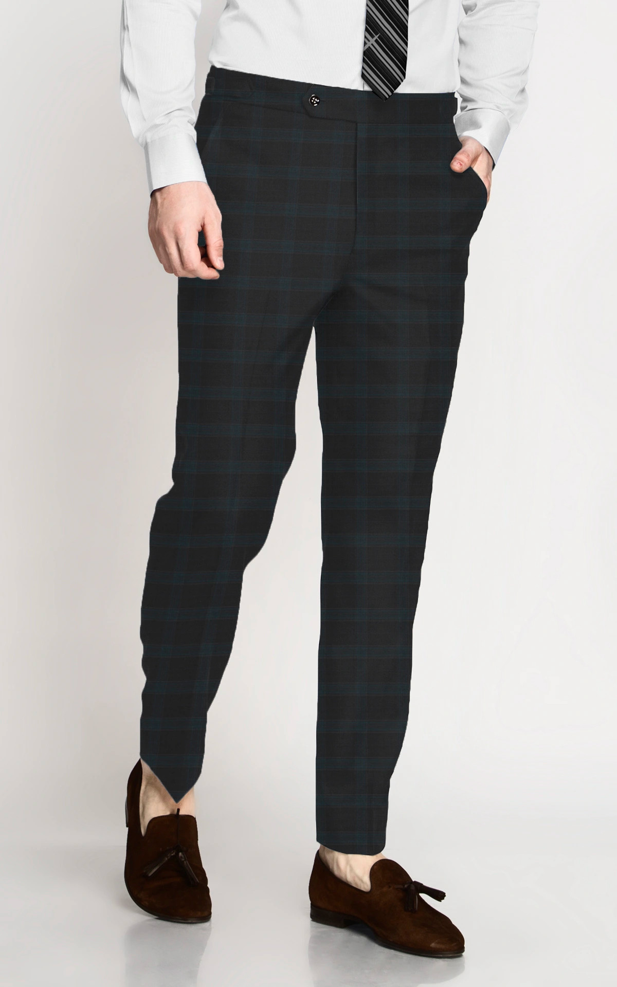 Charcoal Blue Checks Pants