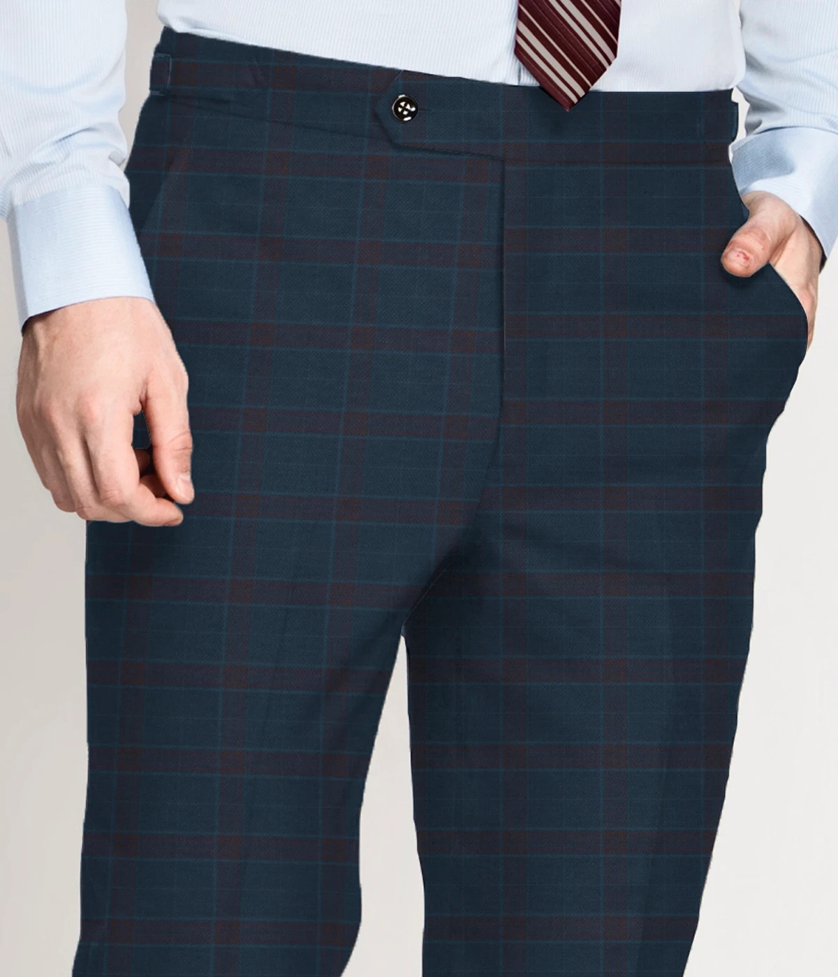 Teal Blue Checks Pants-1