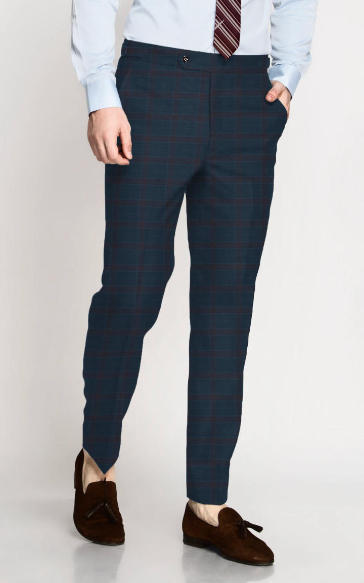 Teal Blue Checks Pants image