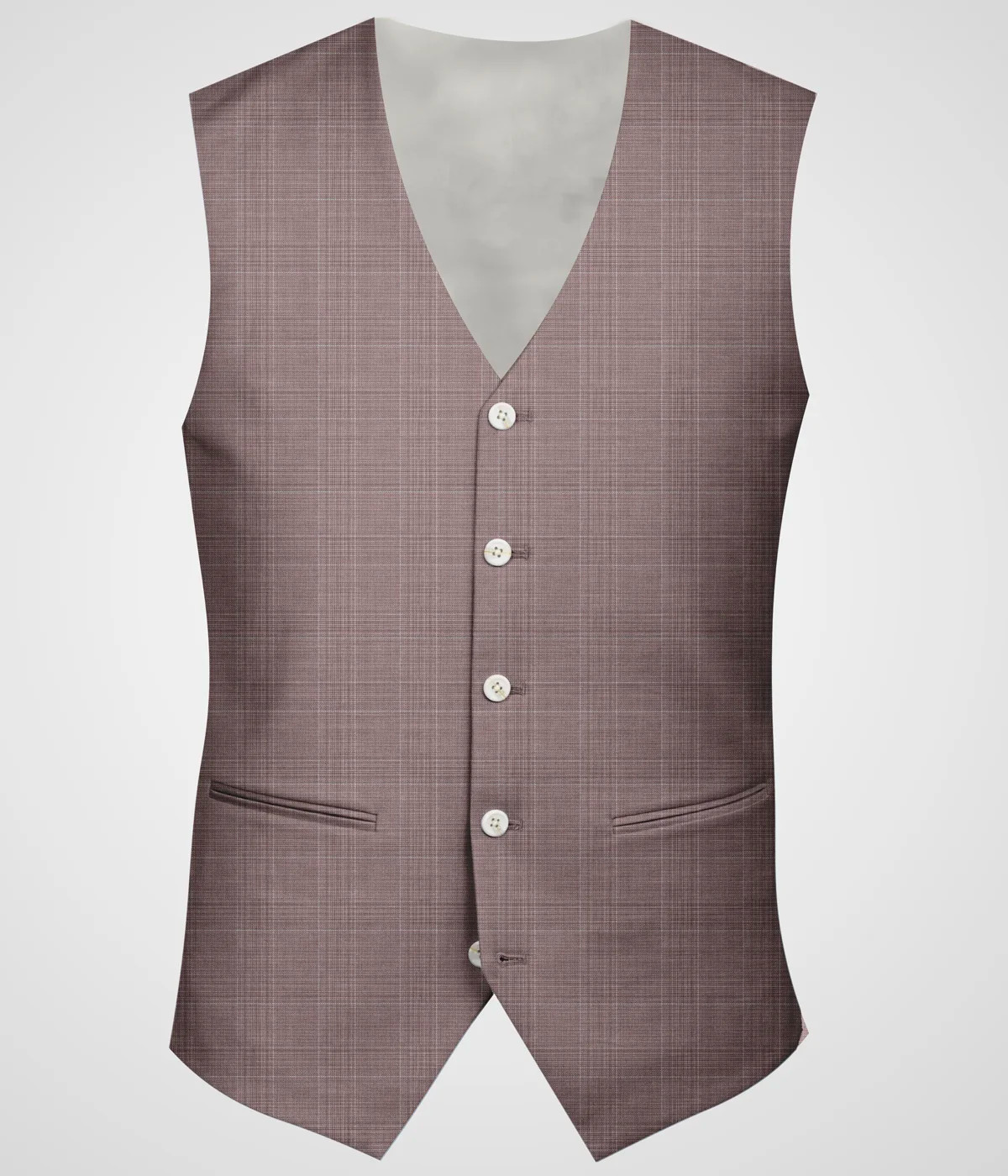 Dusty Pink Plaid Wool Vest-1