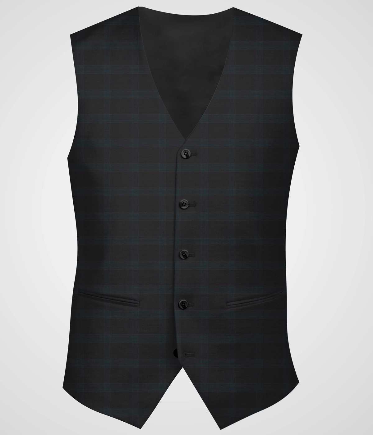 Charcoal Blue Checks Vest-1