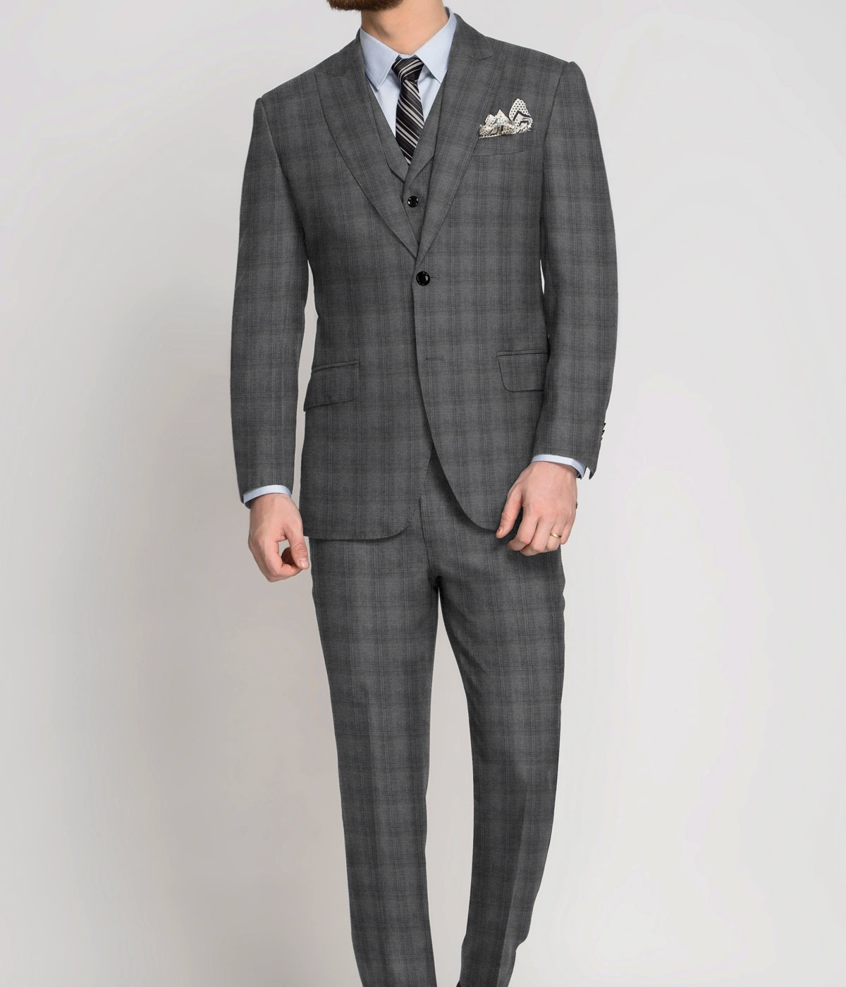 Grey Checks Pure Wool Suit- view-2