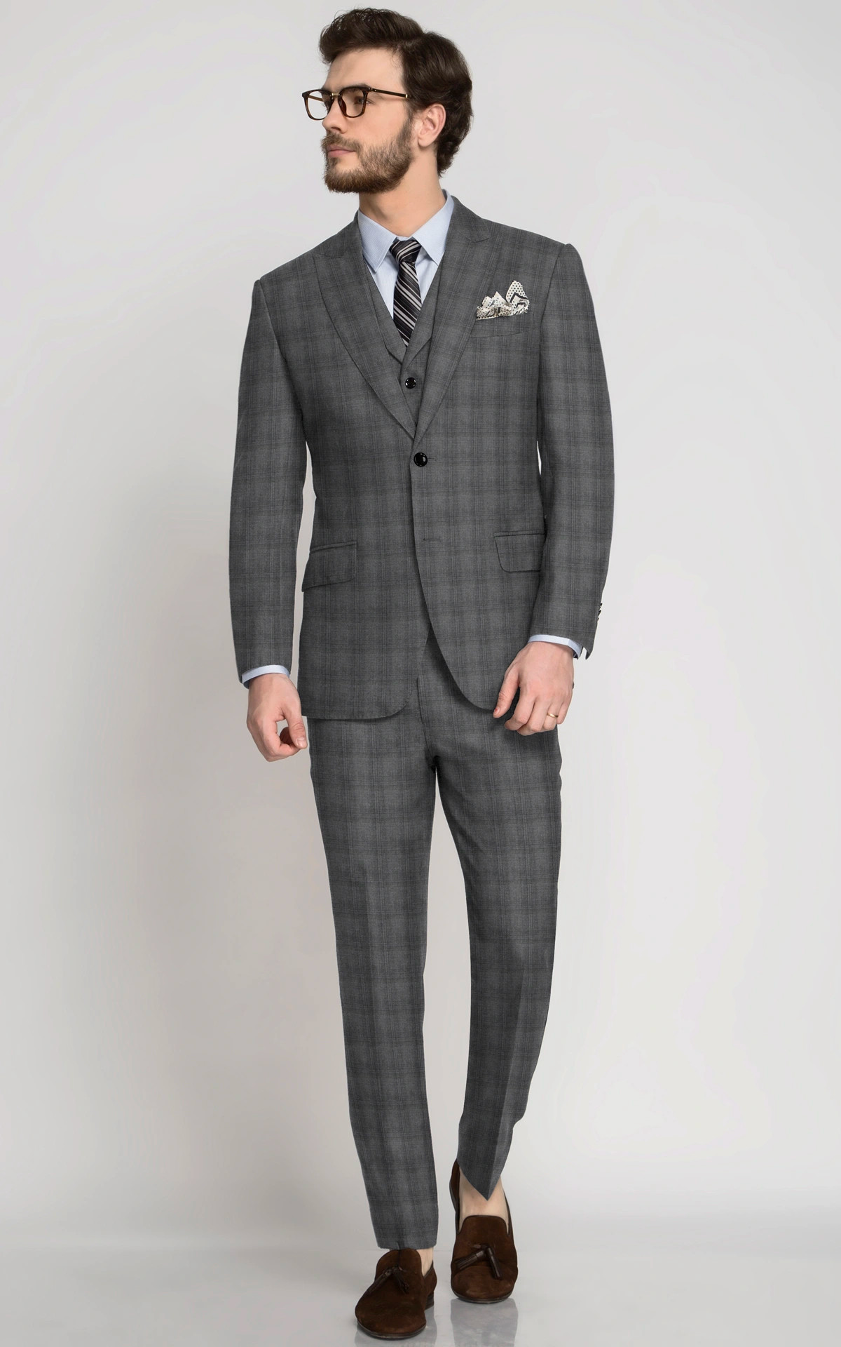 Grey Checks Pure Wool Suit