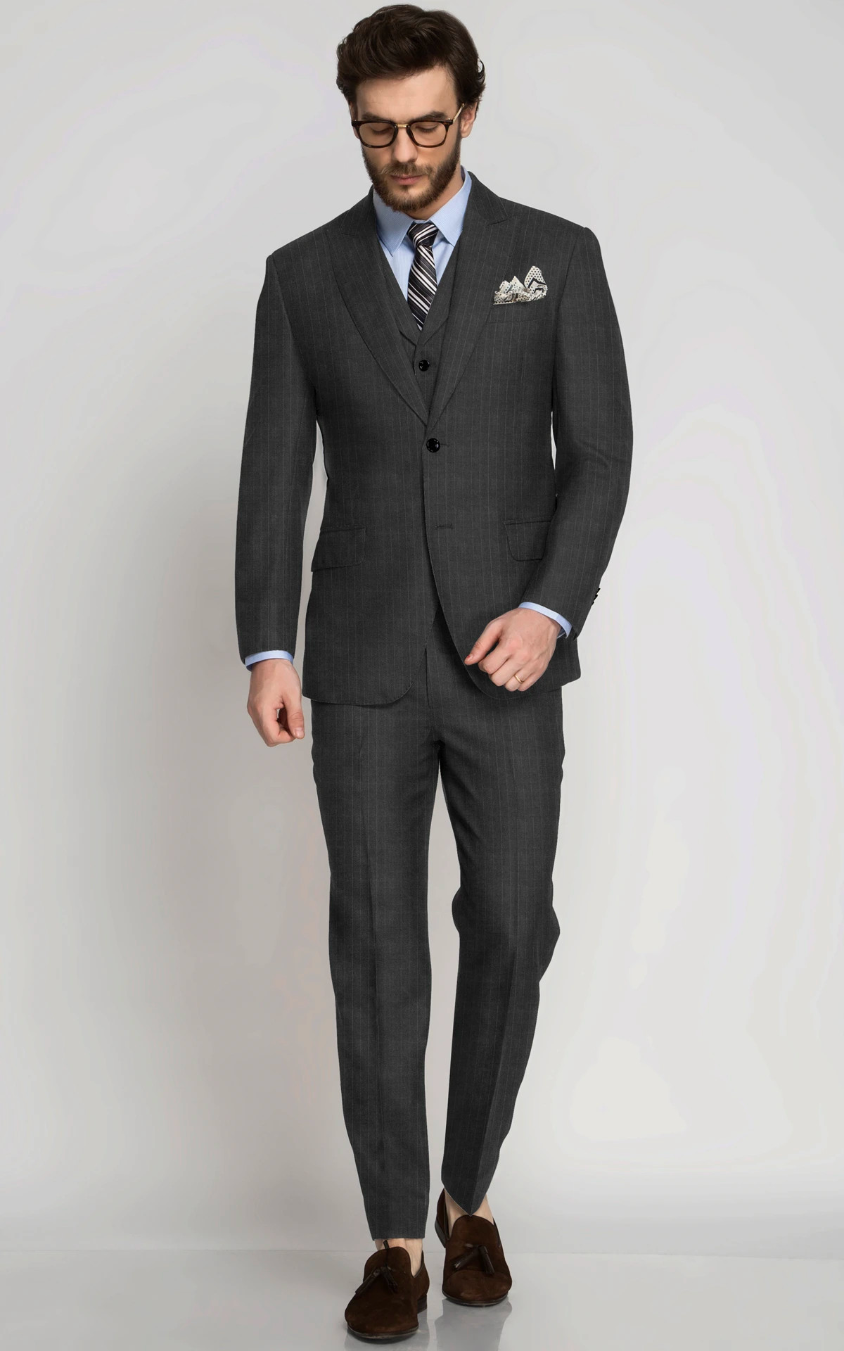 Charcoal Stripes Pure Wool Suit
