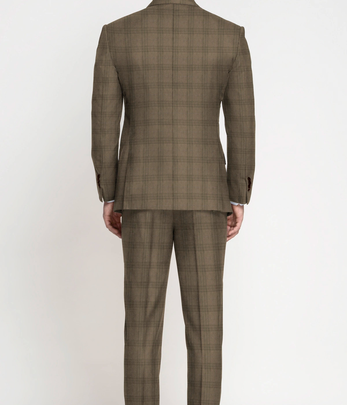 Sand Brown Checks Wool Suit- view-1