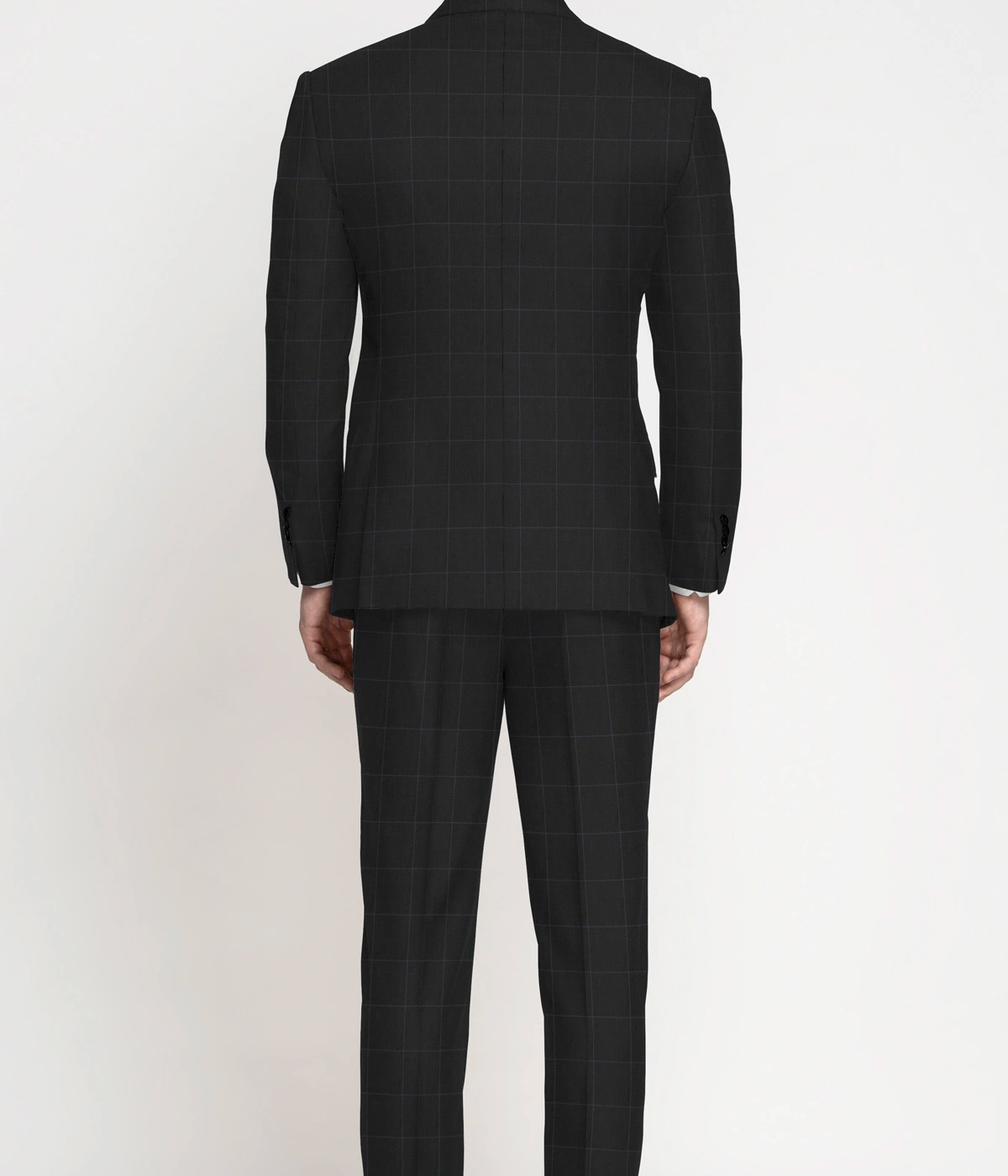 Blue Checks Black Wool Suit- view-1