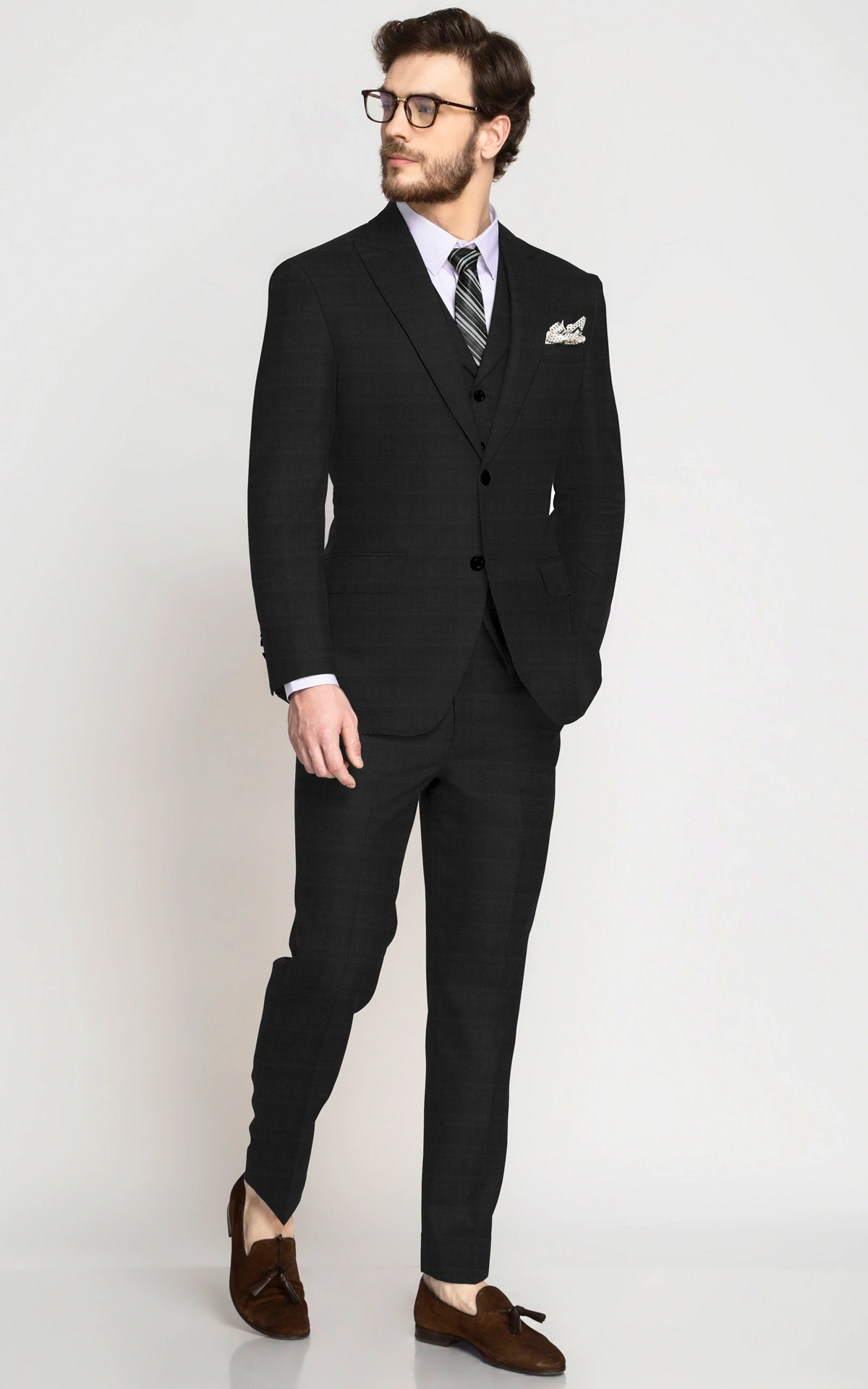 Georgia Plaid Black Wool Suit