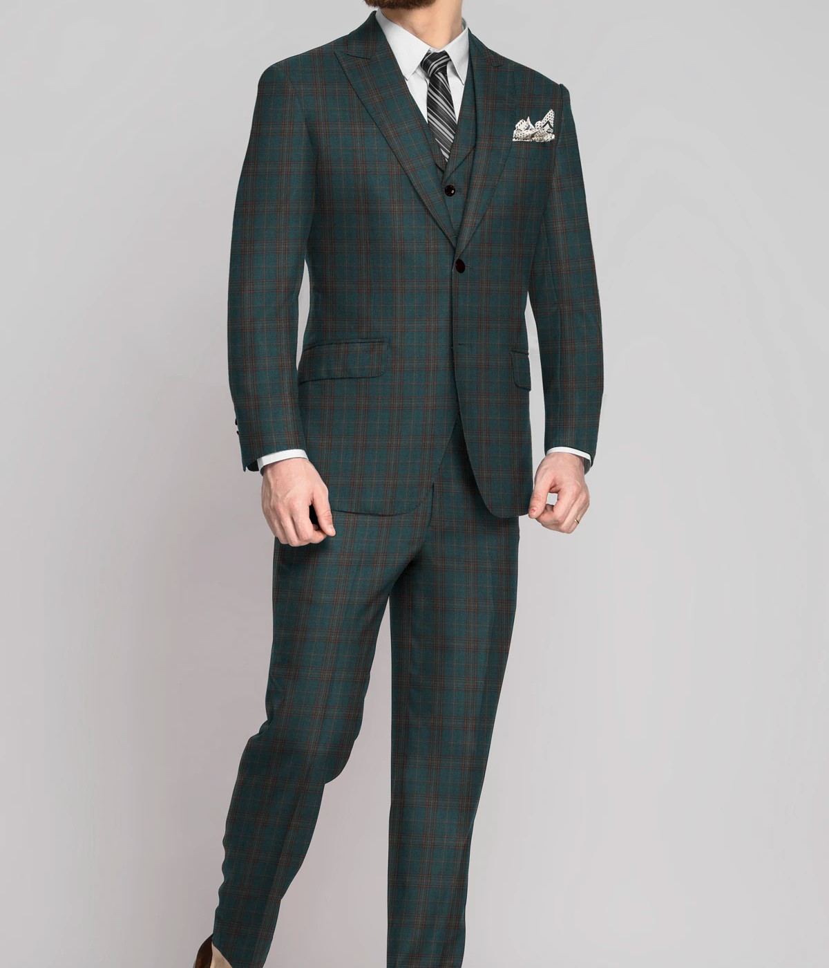 Michigan Green Checks Wool Suit- view-2