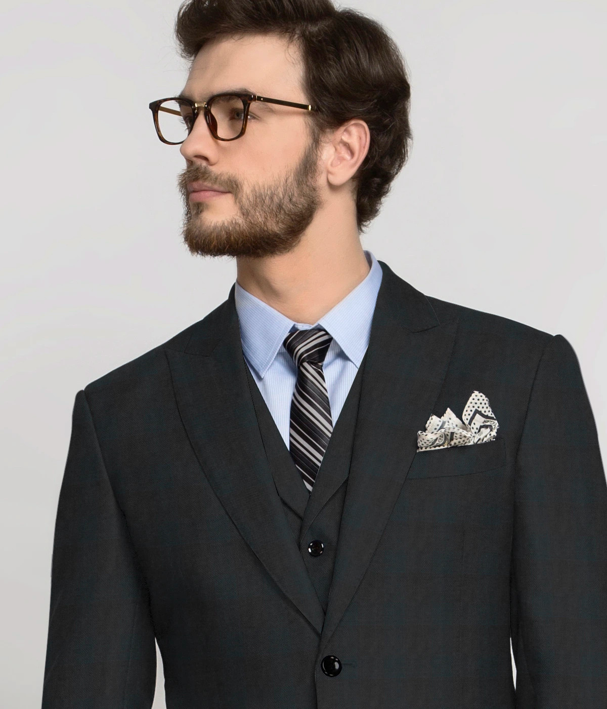 Cyan Charcoal Checks Wool Suit - A.i. Perfect Fits Cyan Charcoal Checks Wool Suit - A.i. Perfect Fits