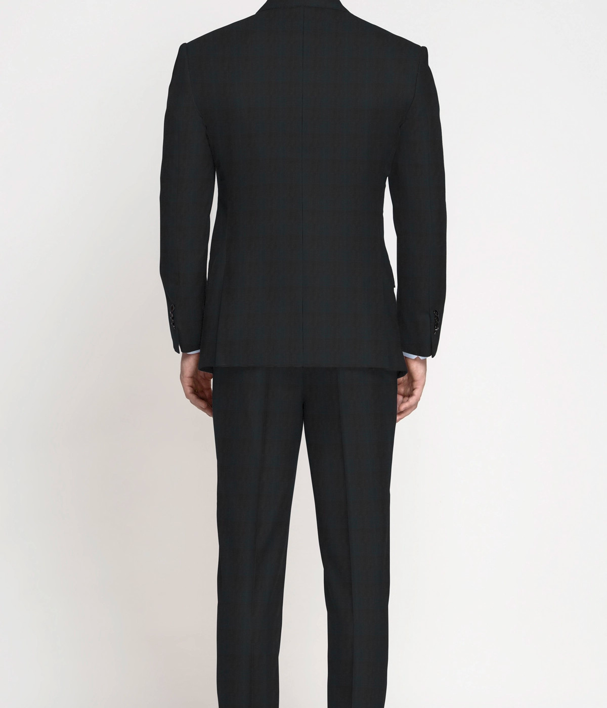 Cyan Charcoal Checks Wool Suit- view-1