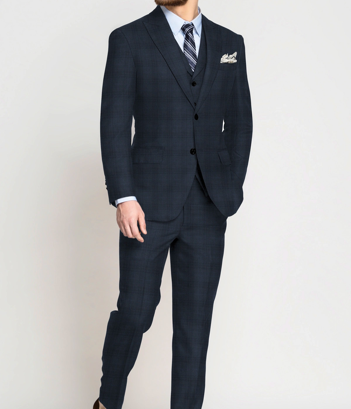 Vienna Blue Checks Wool Suit- view-2