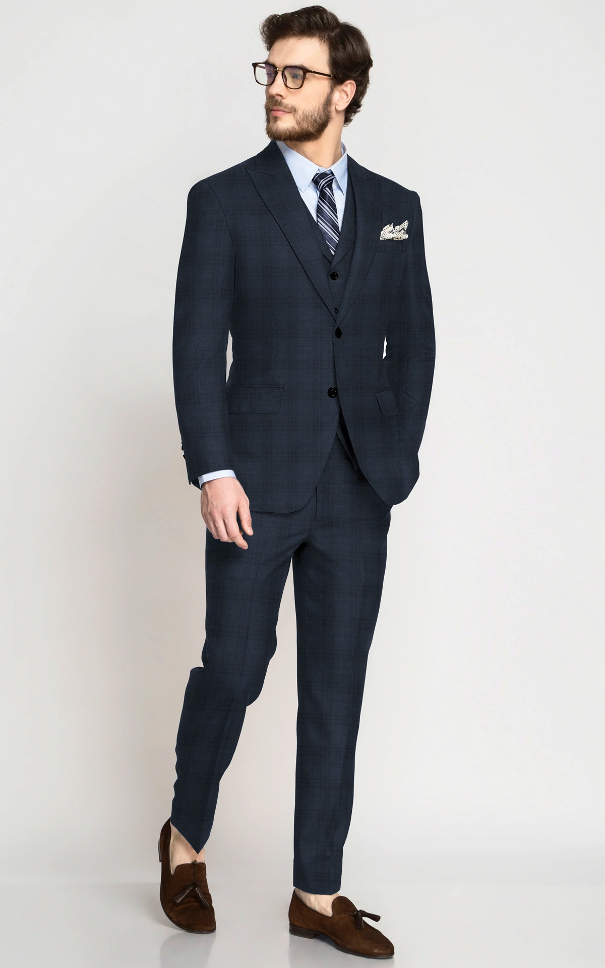 Vienna Blue Checks Wool Suit