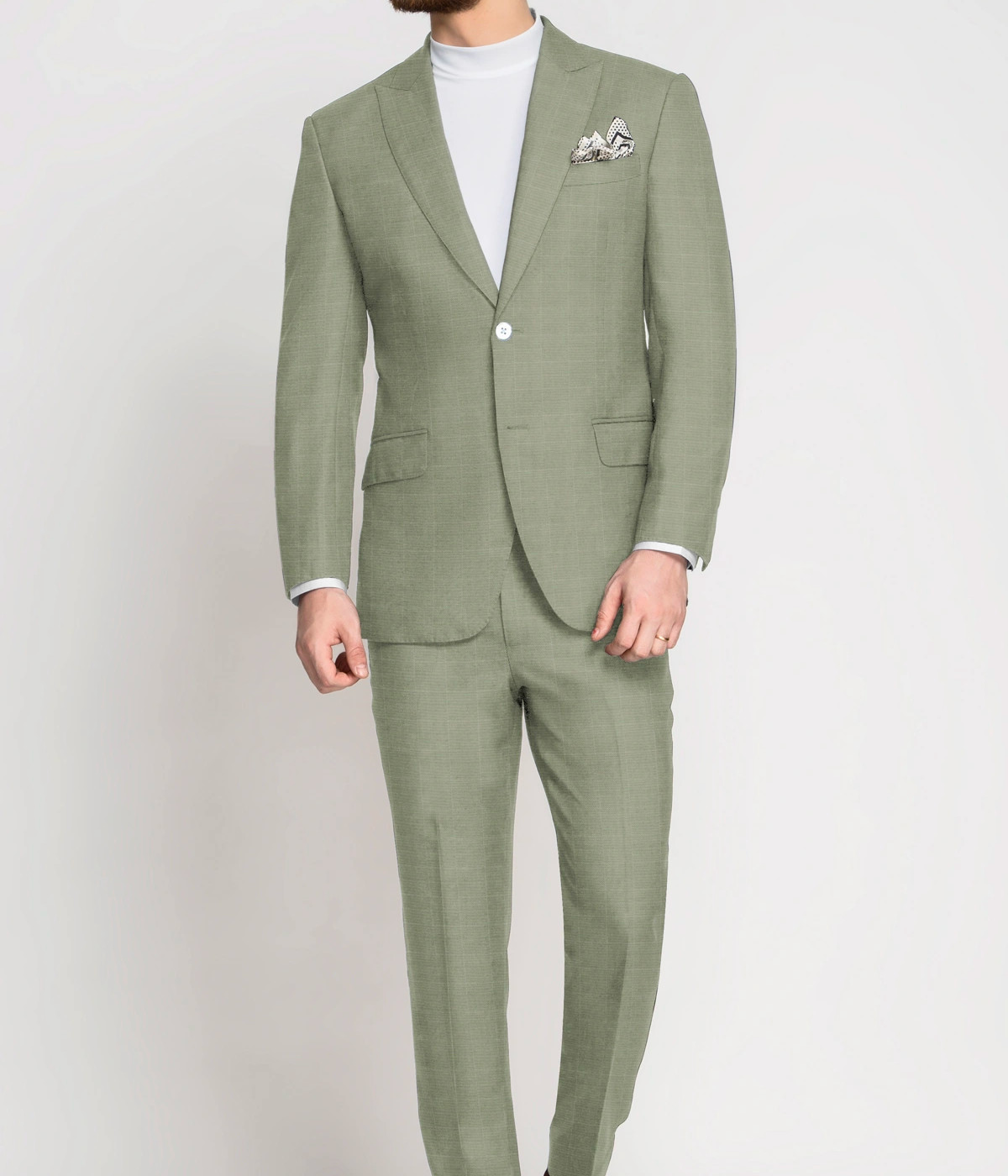 Sage Green Checks Vegan Suit- view-2