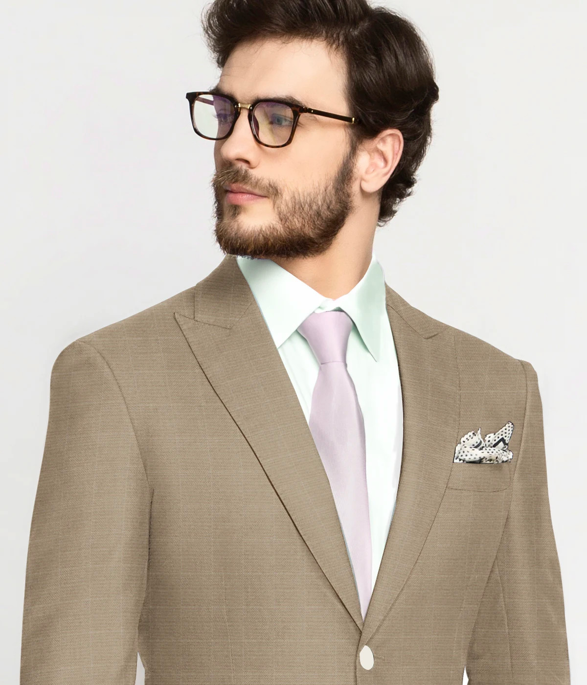 Sand Beige Checks Vegan Suit-1