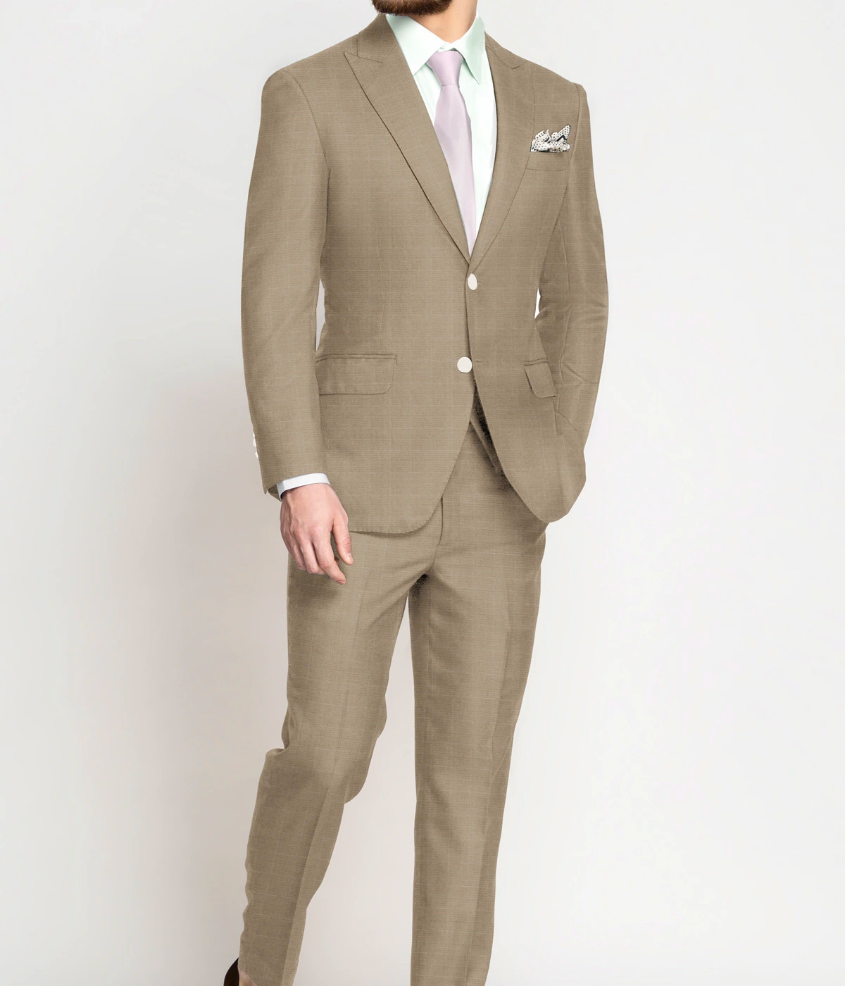 Sand Beige Checks Vegan Suit- view-2