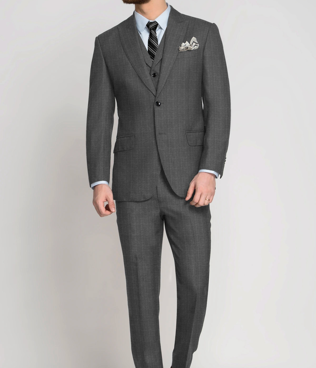 Grey Mini Checks Vegan Suit- view-2