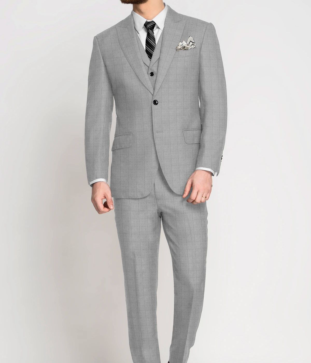 Light Grey Checks Vegan Suit- view-2