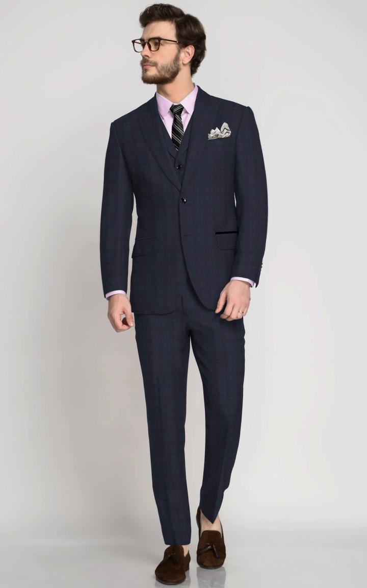 Navy Wine Checks Vegan Suit image