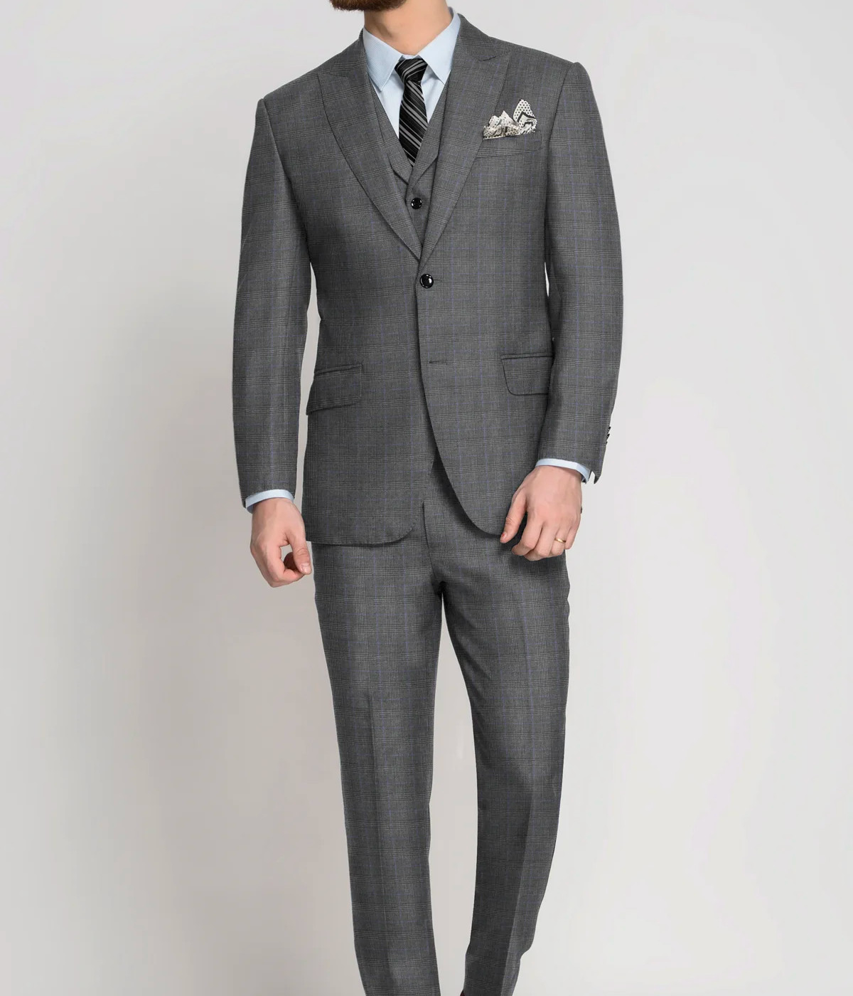 English Grey Plaid Vegan Suit- view-2