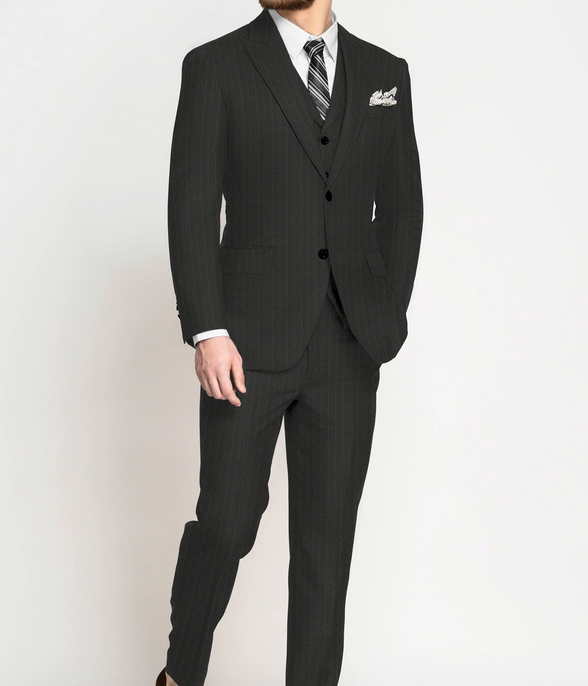 Charcoal Grey Stripes Vegan Suit- view-2