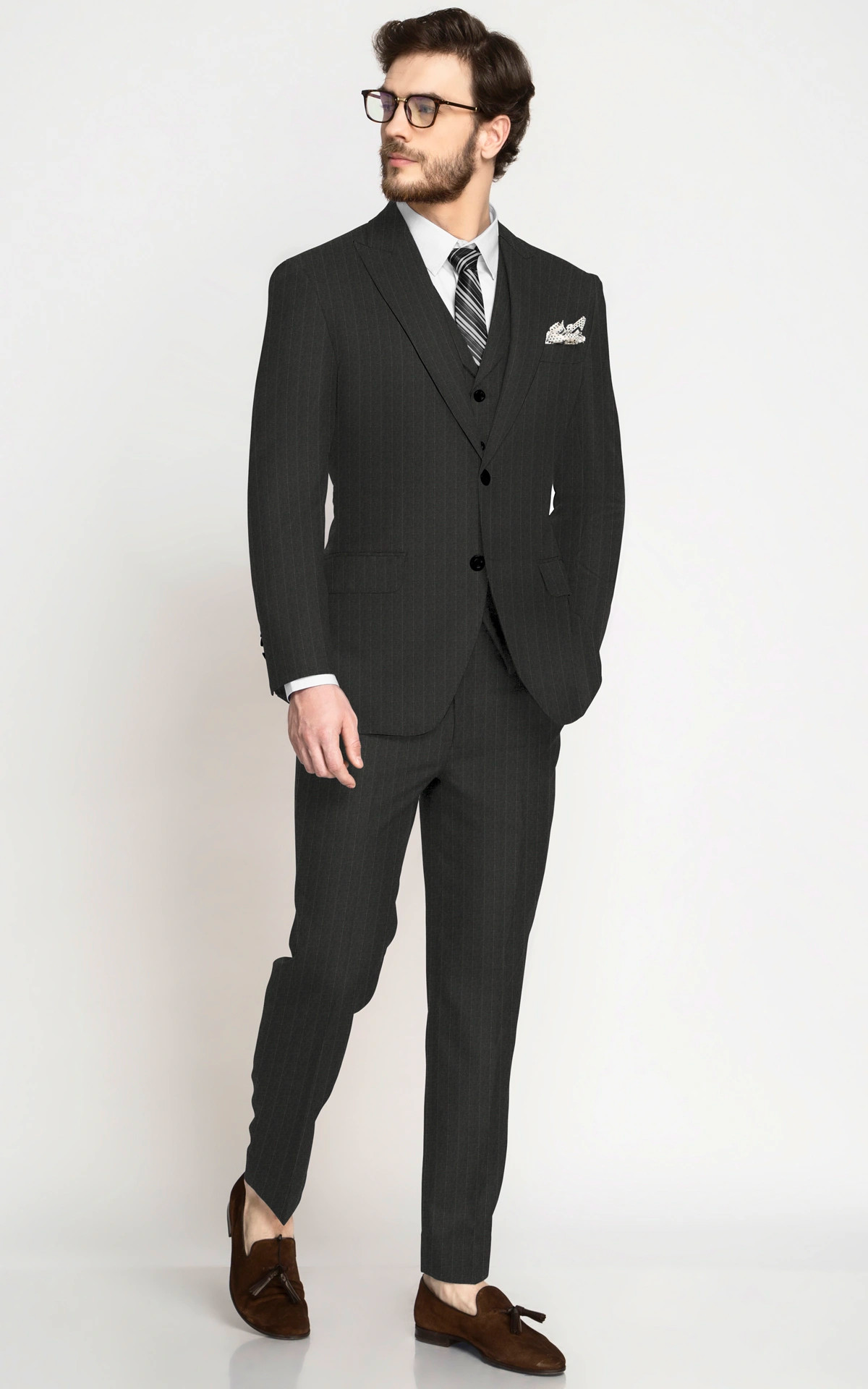Charcoal Grey Stripes Vegan Suit