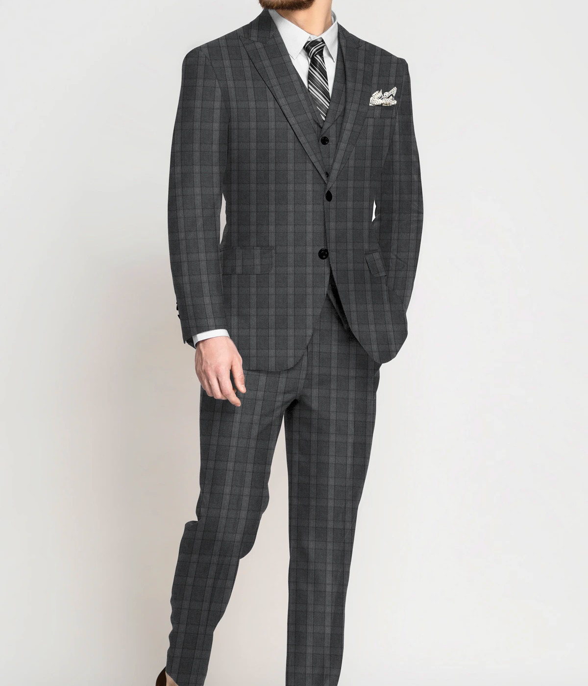 Morocco Grey Checks Vegan Suit- view-2