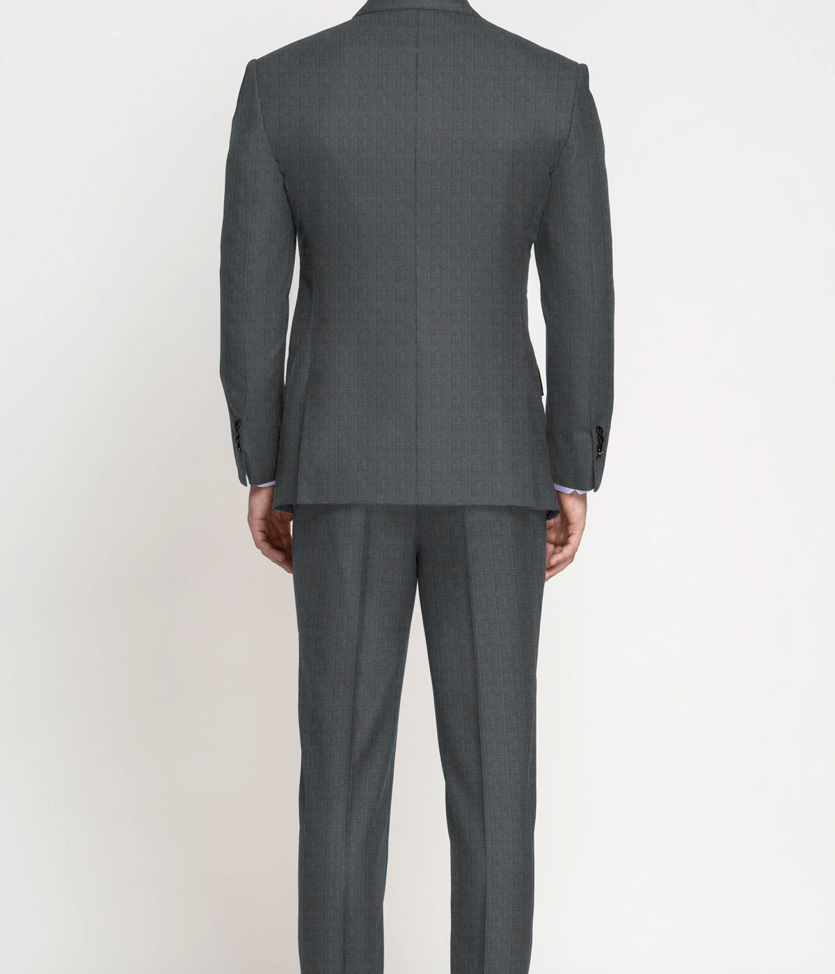 Blue Checks Grey Plaid Vegan Suit- view-1