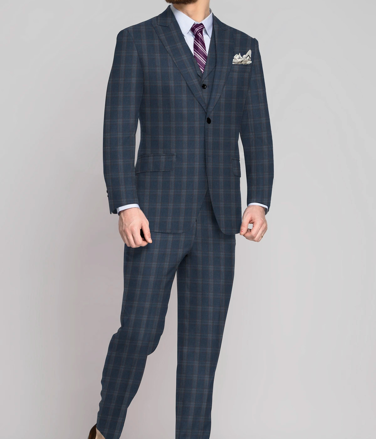 Sage Blue Checks Vegan Suit- view-2